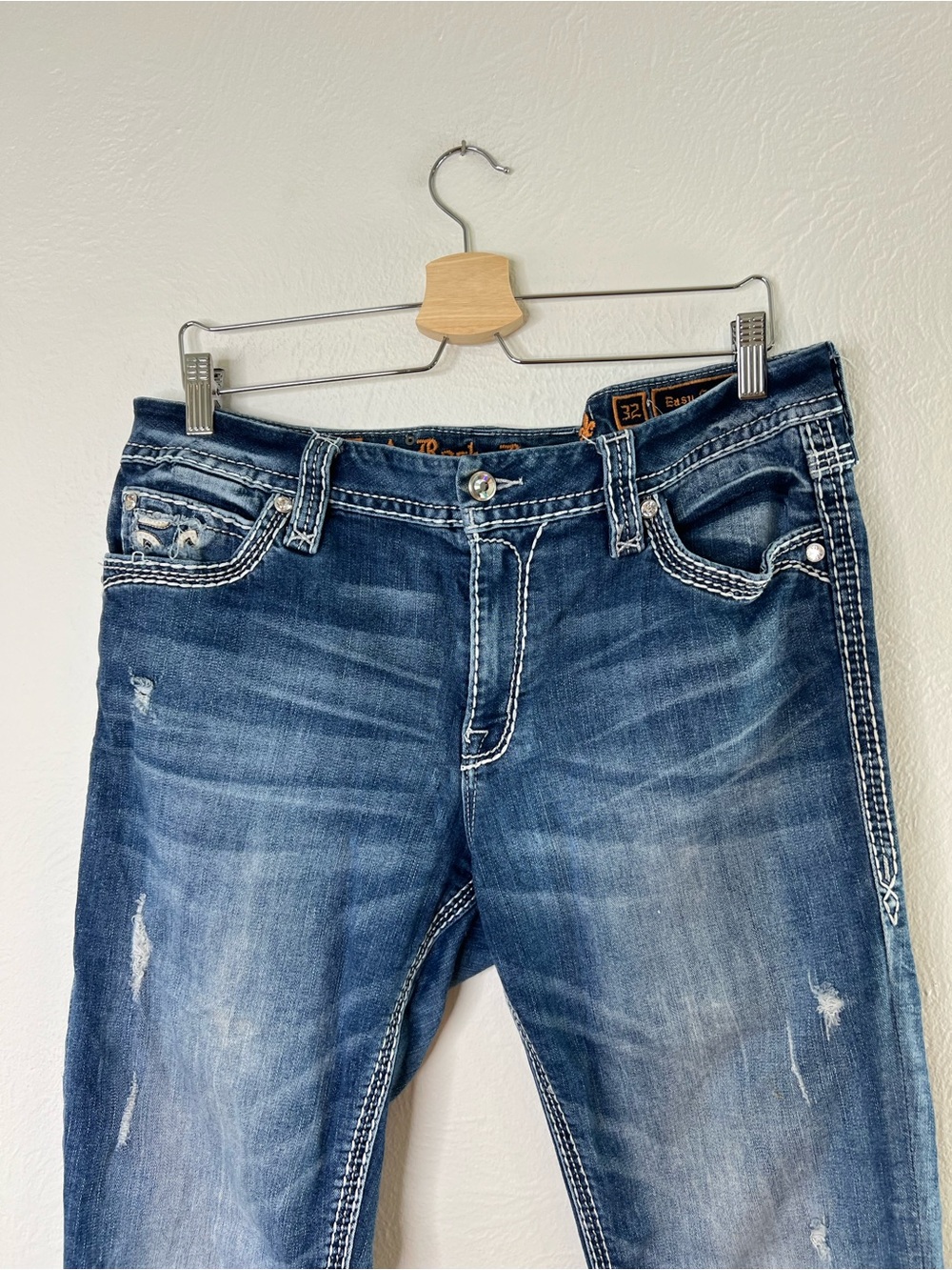 Rock and Revival Ebba Easy Crop size 32 Distressed Blue Jeans - Picture 3 of 16